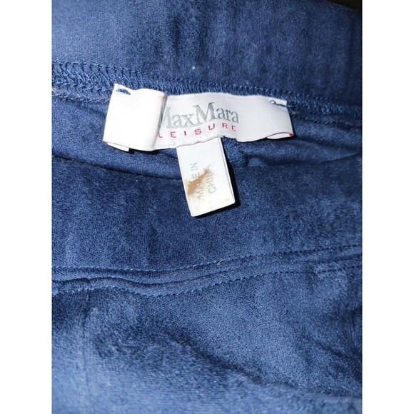 Max Mara Leisure Navy Blue Brera Faux Suede Like Leggings Pants Size Small - Picture 3 of 8